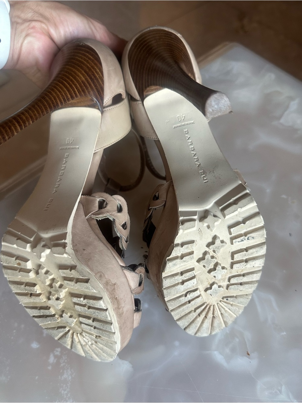 Barbara Bui Black & White Leather Platform Sandals – Size 10 - Picture 4 of 4